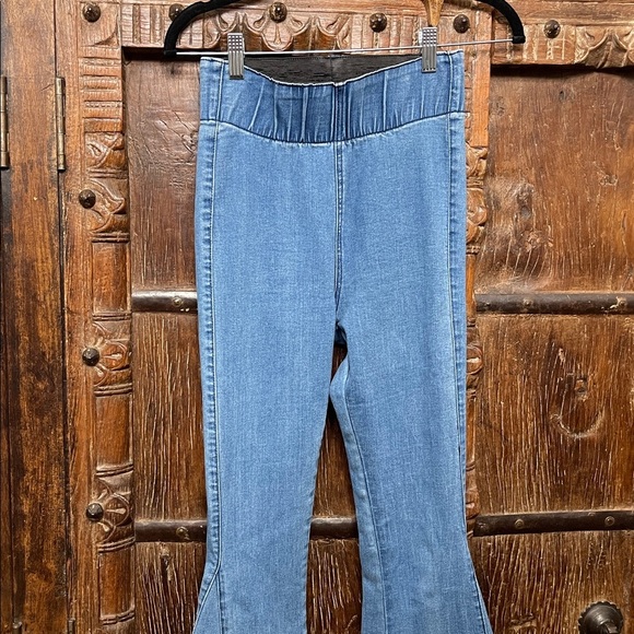 Three Bird Nest Super Flare Denim Jeans Sz S Raw Hem Boho Festival - Picture 4 of 10